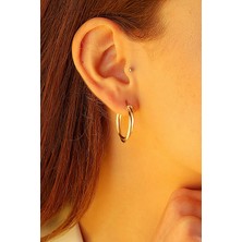 Moom Mücevherat 14 Ayar Altın Küpe Burgu Halka Küpe 2,5 cm Çapında