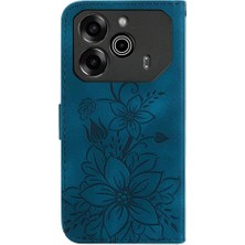 Manyi Mall Tecno Pova 6 Pro 5g Kickstand Manyetik Cüzdan Kabartmalı Zambak Için Flip Case (Yurt Dışından)