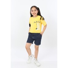 Toontoy Kids Kız Çocuk World Baskılı Tişört