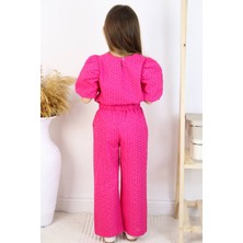 VOSVOSBABY Fuşya Balon Kol Bluz&pantalon Takım