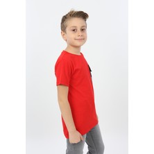 Toontoy Kids Erkek Çocuk Göğsü Cepli Yazı Baskılı Tişört