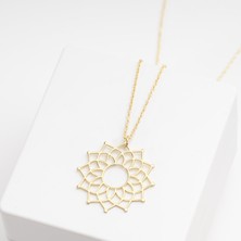 One Silver Gold 925 Ayar Gümüş Lotus Çiçeği Kadın Kolye Özel Tasarım