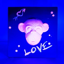 Art-Decor Store Kabartma Tablo Love Pembe Maymun