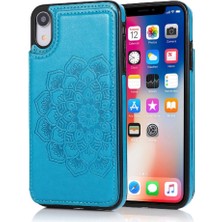 SZY Mall IPhone Xr Desen Çiçek Çift Düğmeler Için Kart Tutucu Kılıf ile Cüzdan (Yurt Dışından)