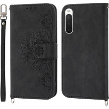 SZY Mall Sony Xperia 1 V Darbeye Bileklik Kabartmalı Çoklu Kart Için Flip Case (Yurt Dışından)