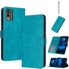 SZY Mall Kart Yuvası ile Nokia C32 Pu Deri Saf Renk Kickstand Için Flip Case (Yurt Dışından)