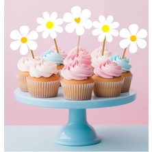 Hiras Dizayn 15 Adet Papatya Konsept Cupcake Doğum Günü Süsü Pasta Kürdanı  6 cm Cupcake Pasta Süsü