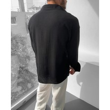 Magical Fashion Magıcalfashıon Erkek Oversize Keten Uzun Kollu Yazlık Gömlek