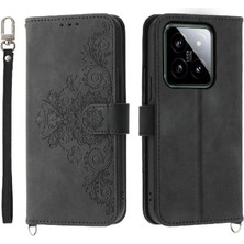 SZY Mall Xiaomi 14 Çoklu Kredi Kartı Yuvaları Için Flip Case Bileklik Kabartmalı (Yurt Dışından)