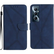 SZY Mall Realme C65 4g Için Flip Case Yüksek Kalite Tpu Dikiş Kabartmalı Yumuşak Pu (Yurt Dışından)