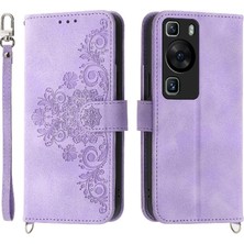 SZY Mall Huawei P60 Kabartmalı Çoklu Kredi Kartı Yuvaları Bileklik Için Flip Case (Yurt Dışından)