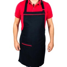Önlük Sepeti Siyah Kırmızı Çizgili Trend Mutfak Önlük