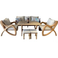 Zerka Concept Violet  Masif Ahşap Bahçe Balkon Koltuk Kestane Ağacı 3+1+1 Koltuk, Masa Takımı