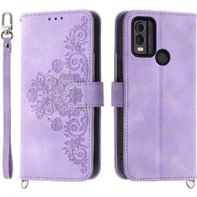 Colorful Shop Nokia C22 Kabartmalı Çoklu Kredi Kartı Yuvaları Için Flip Case Darbeye (Yurt Dışından)