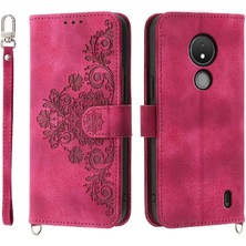 Colorful Shop Nokia C21 Kabartmalı Darbeye Bileklik Çoklu Kredi Kartı Için Flip Case (Yurt Dışından)