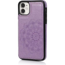 Colorful Shop IPhone 11 Için Kart Tutucu Kılıf ile Cüzdan Çift Düğmeler Kabartmalı Mandala (Yurt Dışından)