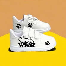 Amazoon Desing Kedi Animasyon Baskılı Sneaker Çocuk Spor Ayakkabı