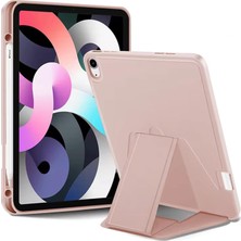 Coverzone Samsung Galaxy Tab S9 Fe ile Uyumlu Kılıf Lüks Kadife Iç Kaplamalı Galaxy Tab S9 Fe Suni Deri, Mıknatıslı V- Stand Tablet Arka Kapak (Pembe, Samsung Galaxy Tab S9 Fe)