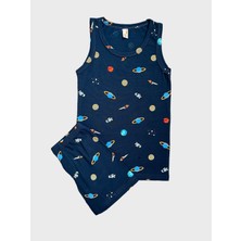 Elmas Kids Erkek Çocuk Pamuklu Uzay Astronot Desenli Atlet Boxer Takımı