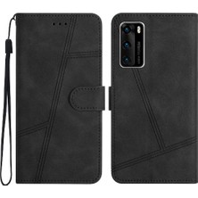 Colorful Shop Huawei P40 Flip Folio Kart Yuvaları Için Flip Case Tutucu Manyetik Cüzdan Pu (Yurt Dışından)