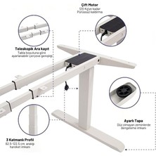 Ofis Fix Yükseklik Ayarlı Masa | Çift Motorlu| Elektrikli Masa Mekanizması | 120 kg Taşıma | Çarpışma Önleyici | Yükseklik 62-122CM