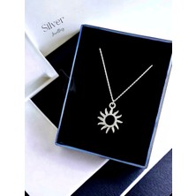 Alaja Silver Güneş  Parlak Tasarım Unisex 925 Ayar Gümüş Kolye
