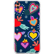Printify Huawei Y9 2019 ile Uyumlu Retro Color 3  Kamera Korumalı Şeffaf  Kılıf