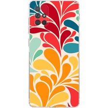 Printify Samsung Galaxy A71 ile Uyumlu Retro Color 5  Kamera Korumalı Şeffaf  Kılıf