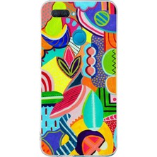Printify Oppo Ax7 ile Uyumlu Retro Color 6  Kamera Korumalı Şeffaf  Kılıf