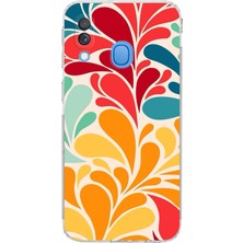 Printify Samsung Galaxy A40 ile Uyumlu Retro Color 5  Kamera Korumalı Şeffaf  Kılıf