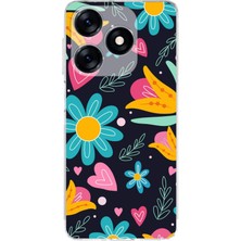 Printify Tecno Spark 10 4g ile Uyumlu Retro Color 1  Kamera Korumalı Şeffaf  Kılıf