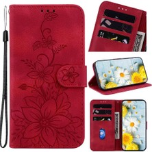 YH Market IPhone 16 Için Flip Case Kickstand Manyetik Cüzdan Kart Tutucu Kabartmalı Zambak (Yurt Dışından)