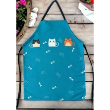 Kedi Tekstil Tasarım Anne / Çocuk Kedi  Mutfak Önlüğü