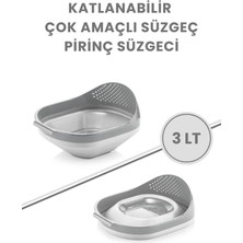 Flora Katlanır Pirinç Süzgeci - Akordiyon Katlanabilir Süzgeç Gri