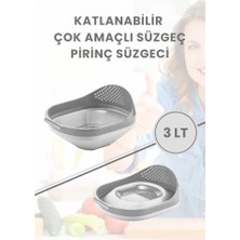 Flora Katlanır Pirinç Süzgeci - Akordiyon Katlanabilir Süzgeç Gri