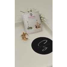By Semra Xupıng Özel Seri Rose Gold Full Zirkon Taşlı Bombeli Yıldız Model Küpe