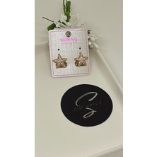 By Semra Xupıng Özel Seri Rose Gold Full Zirkon Taşlı Bombeli Yıldız Model Küpe