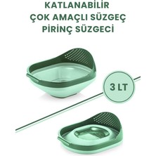 Flora Katlanır Pirinç Süzgeci - Akordiyon Katlanabilir Süzgeç Yeşil