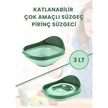 Flora Katlanır Pirinç Süzgeci - Akordiyon Katlanabilir Süzgeç Yeşil