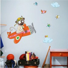 Kt Grup Pilot Maymun Çocuk Odası 100 Parça Sticker Seti