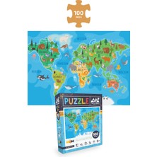 3 Adet Puzzle - 24 P. Çiftlik Hayvanları ve 50 P. Ay Hayvanları ve 100 P. Hayvan Dünya Haritası