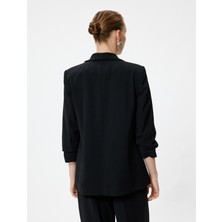 Koton Kruvaze Blazer Ceket 3/4 Kol Ters Yaka Kapaklı Cep Detaylı