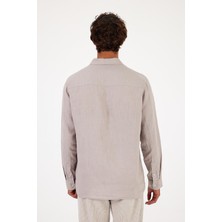 Vena Erkek Nicolas Gri Regular Fit Keten Gömlek