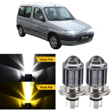 ŞüsCarOto Aksesuar Citroen Berlingo Mk1 1996-2008 Uyumlu Mercekli Far Ampulü LED Xenon Çift Renk Sarı-Beyaz Far Şimşek Etkili Csp LED Lamba Uzun Kısa 2 Adet Takım