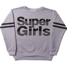 Toontoy Kız Çocuk Sweatshirt Super Girls Baskı ve Taş