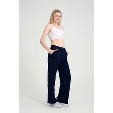 Yakamel Kadın Palozzo Likralı Esnek Trend Kumaş Pantolon