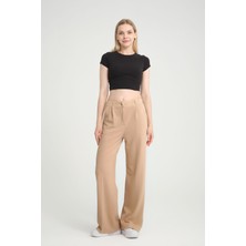 Yakamel Kadın Palozzo Likralı Esnek Trend Kumaş Pantolon