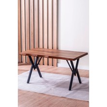 Vianem Kütük Desenli Mdf Elma Mutfak Masa Takımı 4 Sandalyeli Salon Yemek Masa Takımı Antrasit