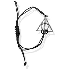 Herşey Nota Harry Potter Ölüm Yadıgarları Üçgen Ayarlanabilir Siyah Ipli Bileklik