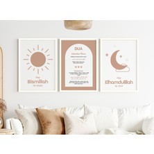 Çerçeveli  Çocuk Odası Dualı Islami Tablo Seti - Bebek Odası Tablo Seti - Modern Tablo